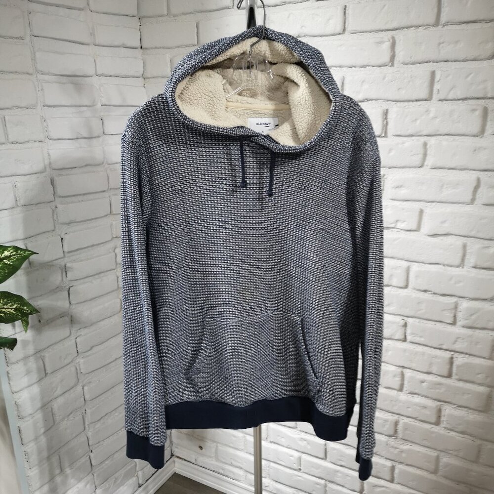 Old Navy Ladies Size XL Navy & White Waffle Pattern Pullover Hoodie